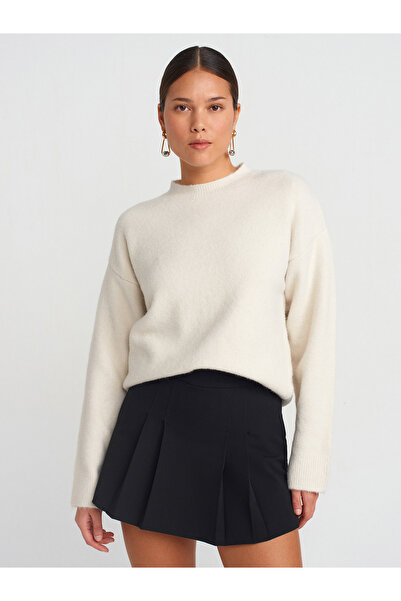 Dilvin 10640 Model Crew Neck Beige Knitwear Sweater - Soft Texture
