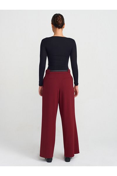 Dilvin 71577 Burgundy Belt and Pleated Trousers