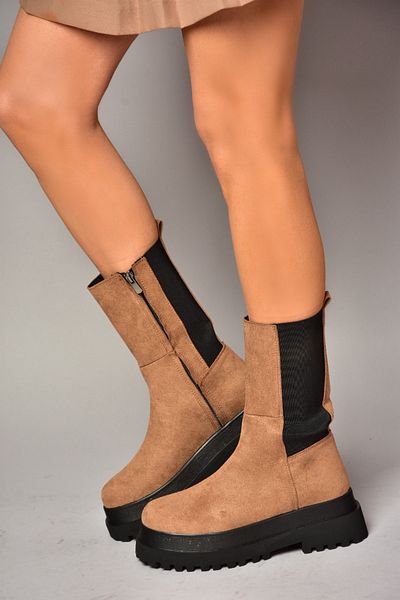 Fox Shoes Dámské semišové boty Tan Suede J267063102