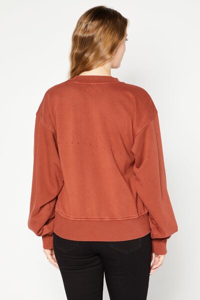 Diesel Women Crew Neck Long Sleeve Solid Sweatshirts, Brown