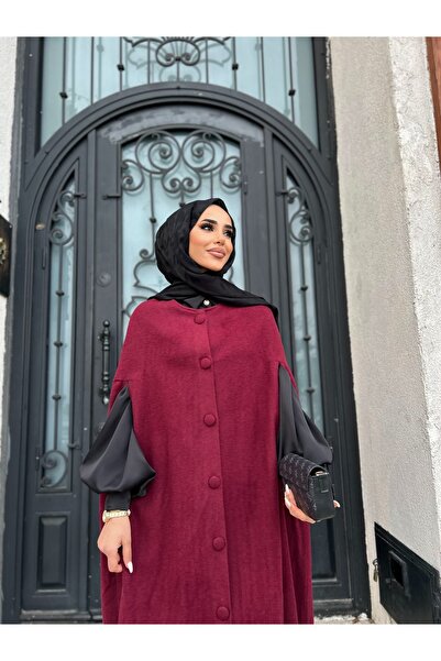 ensade Button Detail Sleeveless Stamped Poncho