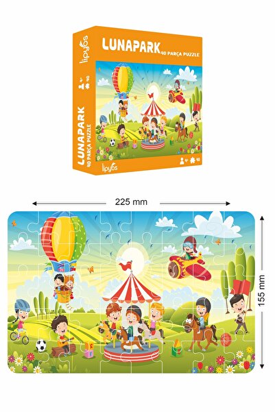 LİPYOS 40 Parça Lunapark Mukavva Mini Puzzle 10 Adet