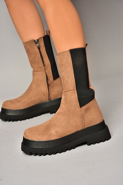 Fox Shoes Dámské semišové boty Tan Suede J267063102