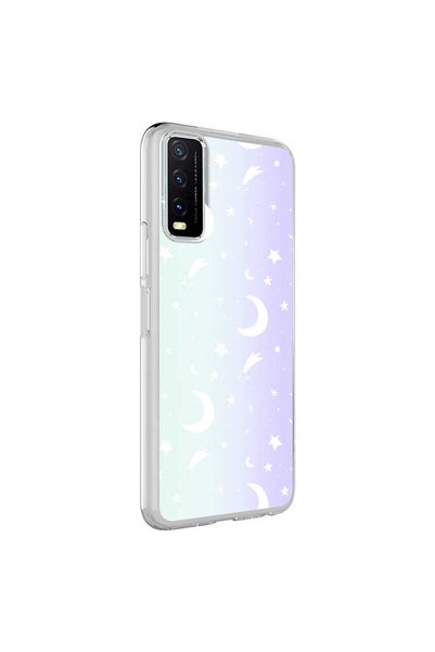 Techaks حافظة Vivo Y20 بغطاء Vivo Y20 Zore M-Blue Patterned - Moon No4