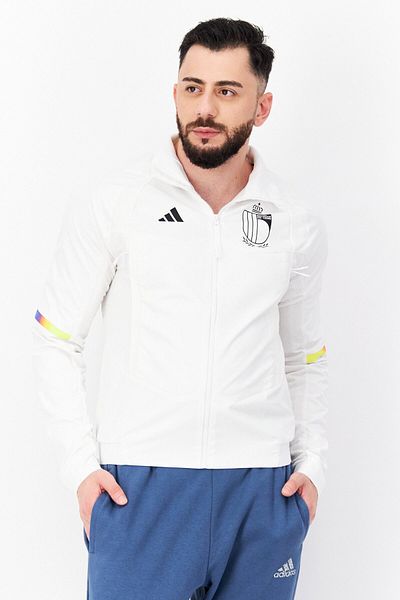 adidas Men Sportswear Fit Long Sleeve Training Jackets, White Combo