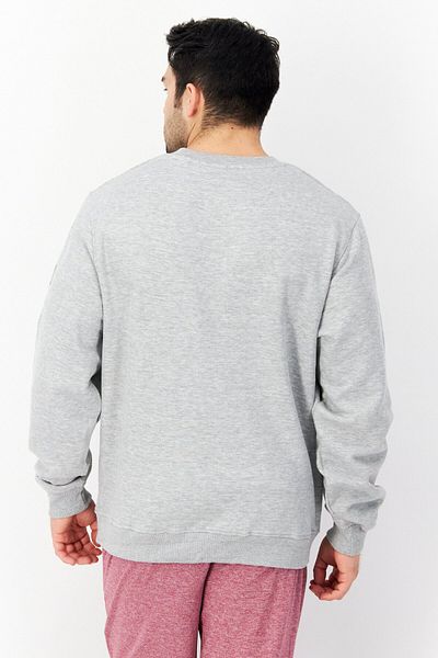 Duck and Cover Men Crew Neck Long Sleeve Embroidered Logo Sweatshirt, Grey Marl