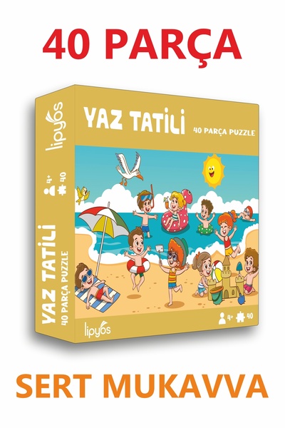 LİPYOS 40 Parça Yaz Tatili Deniz Mukavva Mini Puzzle 10 Adet