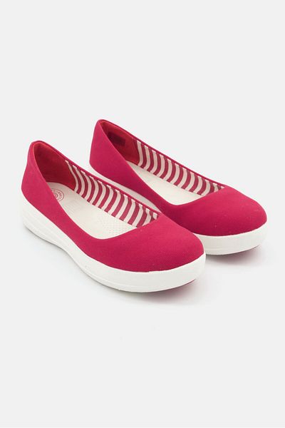 Fitflop Kids Girl Slip On Ballerina Canvas Shoes, Red
