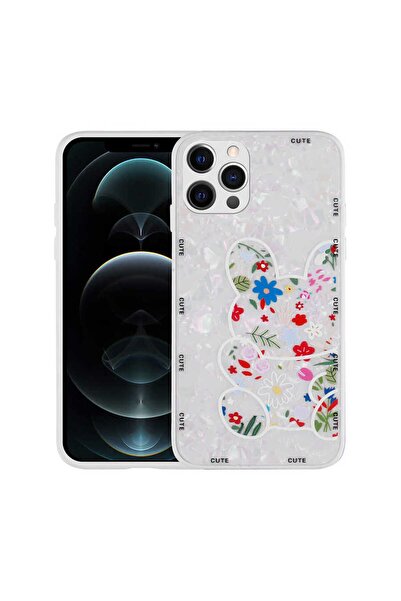 noktaks Compatible with iPhone 12 Pro Max - Case Patterned Hard Silicone Mumila Cover - White Rabbit - T23353