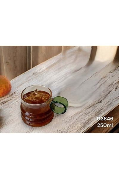Jenisa Green Glass Tea Coffee Cup Mug - Heat Resistant 200 ml