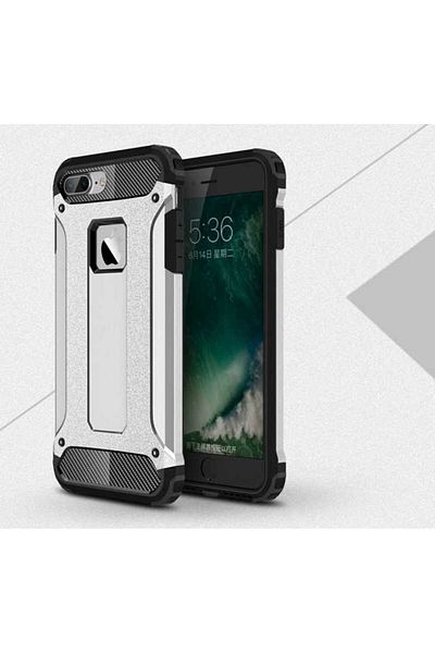 noktaks متوافق مع هاتف iPhone 8 Plus - حافظة مزدوجة الطبقات مدرعة للصدمات - رمادي - T2455