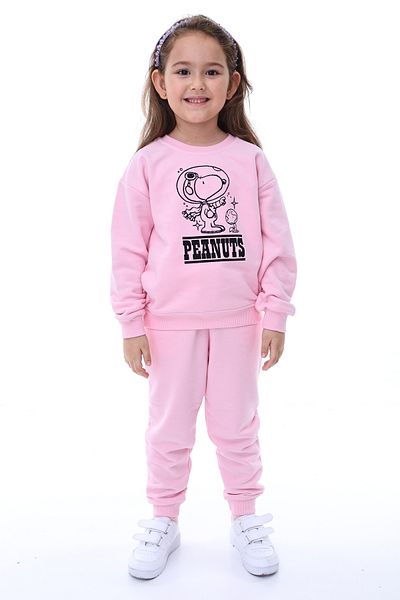 Kyex Pink Female Child Bottom Top Cotton Tracksuit Set