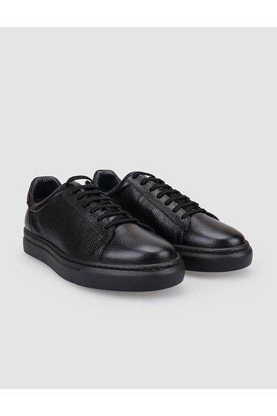 Cabani 100% Genuine Leather Black Lace-Up Men's Sports Shoes