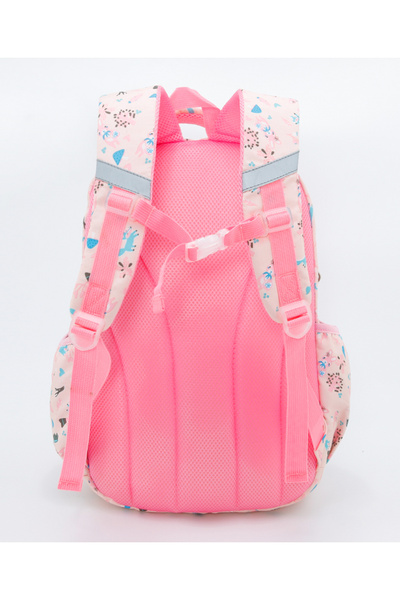 Bonfino Animal & Trees Backpack for Kids with Dual Compartments, 5 Years+, Pink - 18 Inches