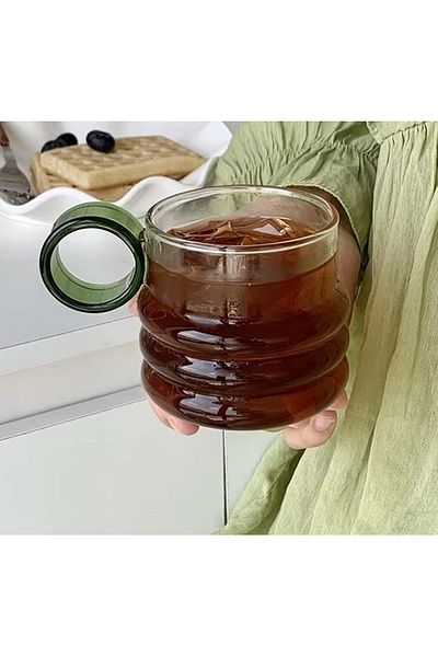 Jenisa Green Glass Tea Coffee Cup Mug - Heat Resistant 200 ml