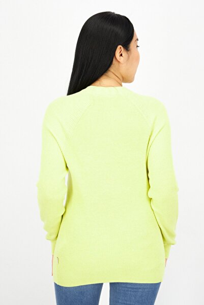 Esprit Women Crew Neck Long Sleeve Textured Sweatshirt, Lime Green