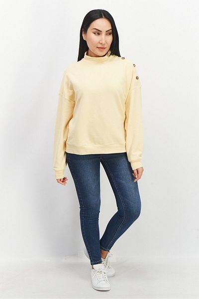 Esprit Women Crew Plain Sweater, Yellow