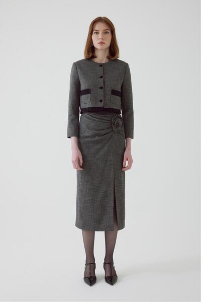 Exquise Φούστα με λουλουδάτο σχέδιο σε χρώμα Anthracite