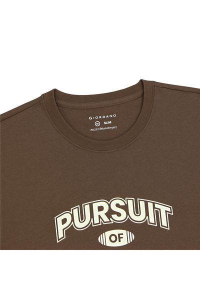 Giordano Men's Cotton Jersey Crew Neck Slim Fit Message Print Tee