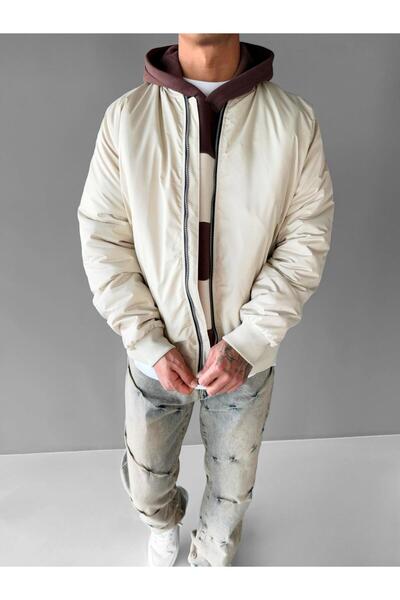 ablukaonline Ανδρικό μπουφάν Bomber σε μπεζ χρώμα - Basic Model