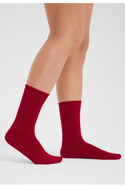 Forwena Pack of 3 Red Modal Elastic Seamless Women's Socks