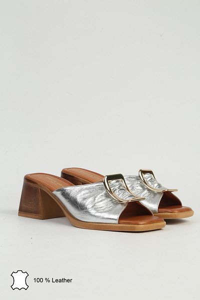 Pierre Cardin Pck-5031 Model Silver Women's Leather Slippers