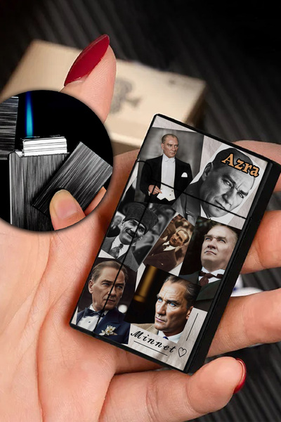 İŞTE BU Kişiye Özel İsimli Gazlı Rüzgar Geçirmez Çakmak Atatürk Baskılı