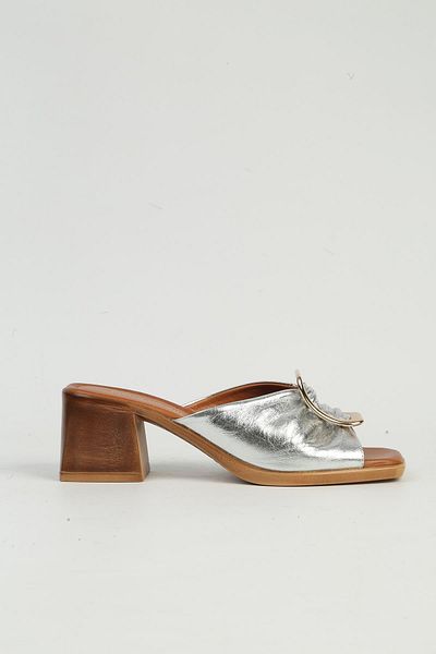Pierre Cardin Pck-5031 Model Silver Women's Leather Slippers