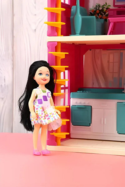 DeYiDo Lola'nın Düşler Evi 3 Katlı 4 Odalı Teraslı Barbie Evi Oyuncak Evcilik Seti Oyun Evi Bebek Hediyeli