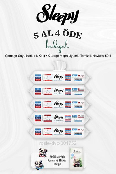Sleepy 8 Layers 4X Large Mopa Compatible Cleaning Towels - with Bleach Added, 50's Rosie