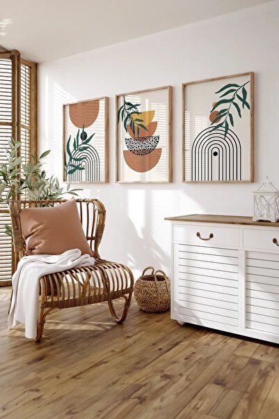 kutuTR Dekorize 3'lü Ahşap Tablo Çerçeve Görünümlü 3015