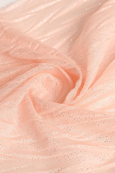 Kumaş Deposu Violet Zikzak Pliseli Pudra Simli Tül