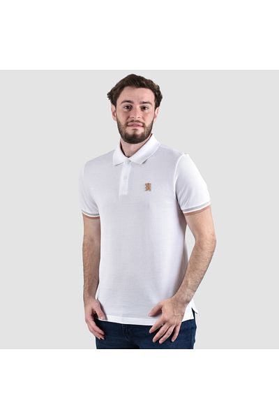 Giordano Men's Performance Slim Fit Lion Embroidery Solid Polo