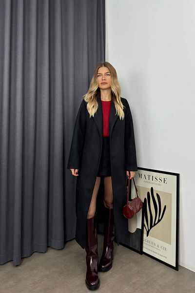 Sue Store Черно кашмирено палто с подплата