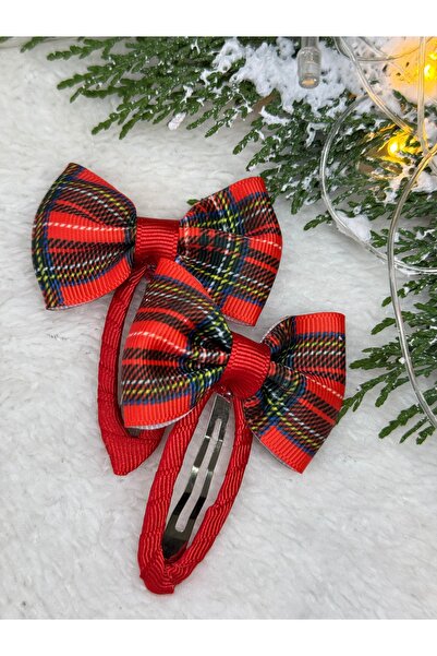 Eliya Clips مجموعة من 2 مشبك سناب مصنوع يدويًا باللون الأحمر