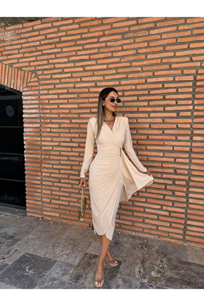 Kir Φόρεμα Lina με μακρυμάνικο ντραπέ