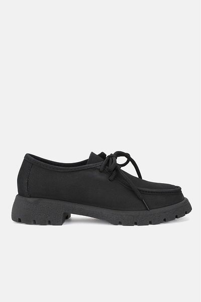 TUNAELLİ Pantofi de damă Oxford din nubuc negru - mărimea 36-41, piele naturală cu șireturi