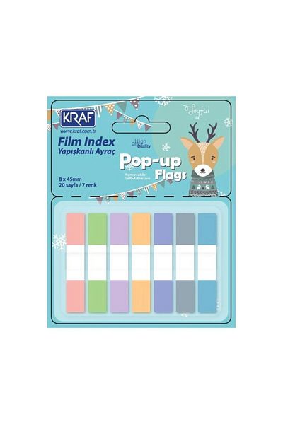 KRAF Pop-up Adhesive Transparent Film Index 7 Colors X 20 Sheets 8x45mm