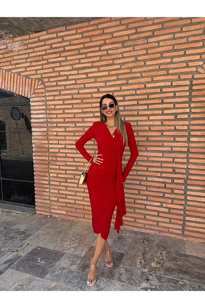 Kir Long Sleeve Draped Lina Dress