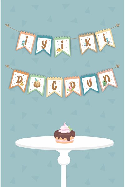 neşeli günlerim Banner pentru bebeluși cu tematică dinozaur - hârtie cu grosi...