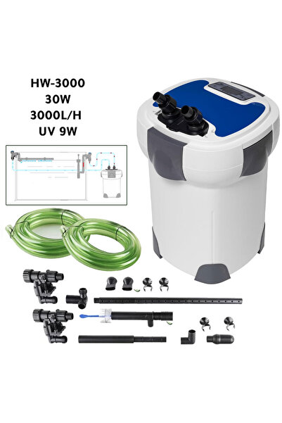 Generic فلتر حوض السمك سعة 1200-3000 لتر/ساعة، 10-30 واط، مع الأشعة فوق البنف...