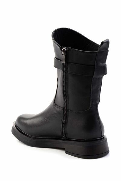 Bambi Siyah Hakiki Deri Kadın Bot & Bootie K02041200703