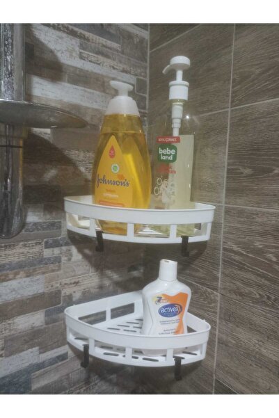 GenelTedarik مجموعة صحن صابون زاوية المطبخ لاصق باللون الأبيض