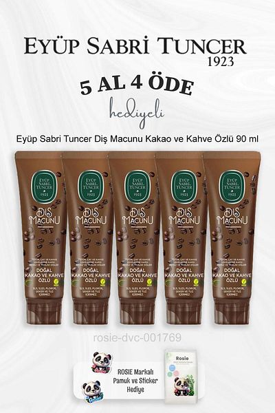 Eyüp Sabri Tuncer 90ml Cocoa and Coffee Extract Toothpaste - Buy 5 Pay 4 and Rosie Cotton