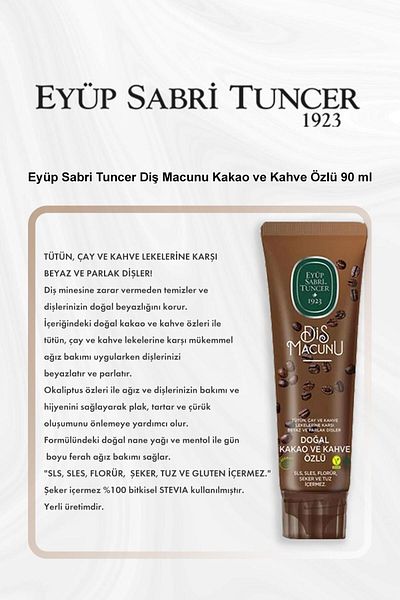 Eyüp Sabri Tuncer 90ml Cocoa and Coffee Extract Toothpaste - Buy 5 Pay 4 and Rosie Cotton