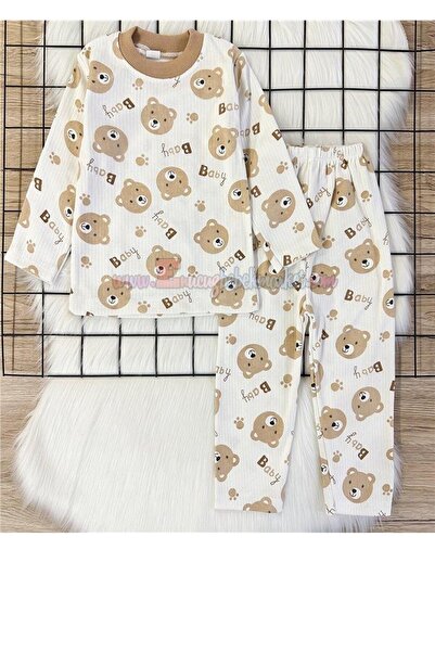 BEBENAZ Coffee Color Unisex Teddy Bear Print Baby Pajamas Set