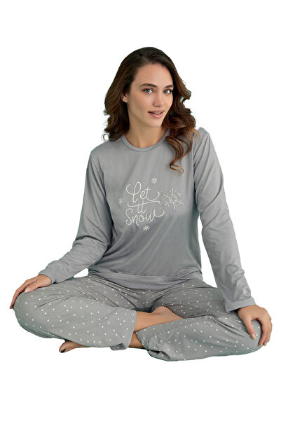 REMSA Women's Gray Sandy Fabric Pajamas Set - 19102-096