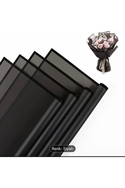 weloveis 10sayfa-çiçek Buket Kağıdı&paketleme Mazemesi Siyah Kenarlı Çerçeve Siyah Mat Opp 55x55cm