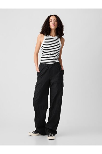 GAP Kadın Siyah Kargo Paraşüt Pull-On Pantolon