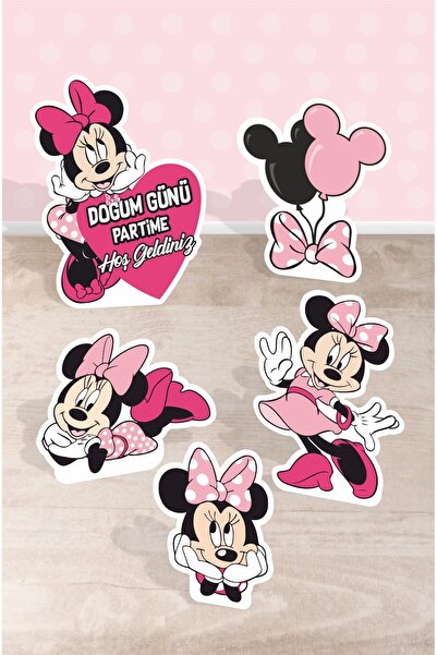 neşeli günlerim Ροζ θεματικό σετ γενεθλίων Μίνι Μάους * Σετ με βάση και πάνελ